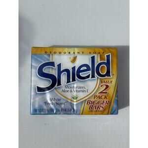 Shield Deodorant Soap 4 Pack White “Fresh Scent” Aloe +‎ Vitamin E Vintage NEW
